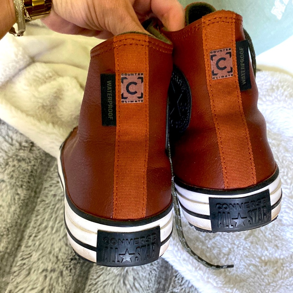 Converse brown leather high tops